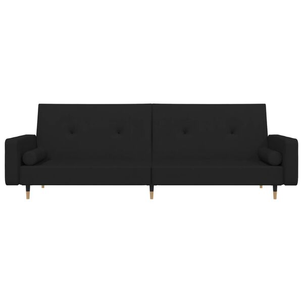vidaXL 2-Seater Sofa Bed with Two Pillows Black Velvet