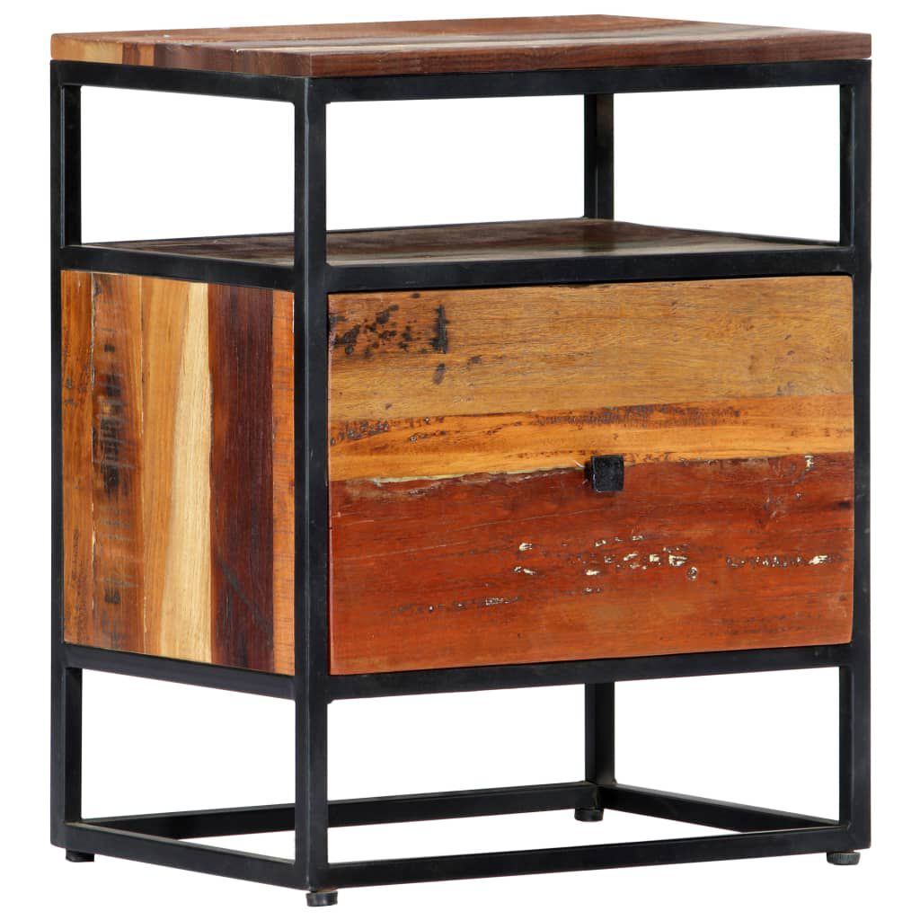 vidaXL Bedside Cabinet 40x30x50 cm Solid Reclaimed Wood and Steel