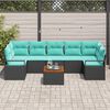 vidaXL Garden Sofa Set 8 pcs Black and turquoise