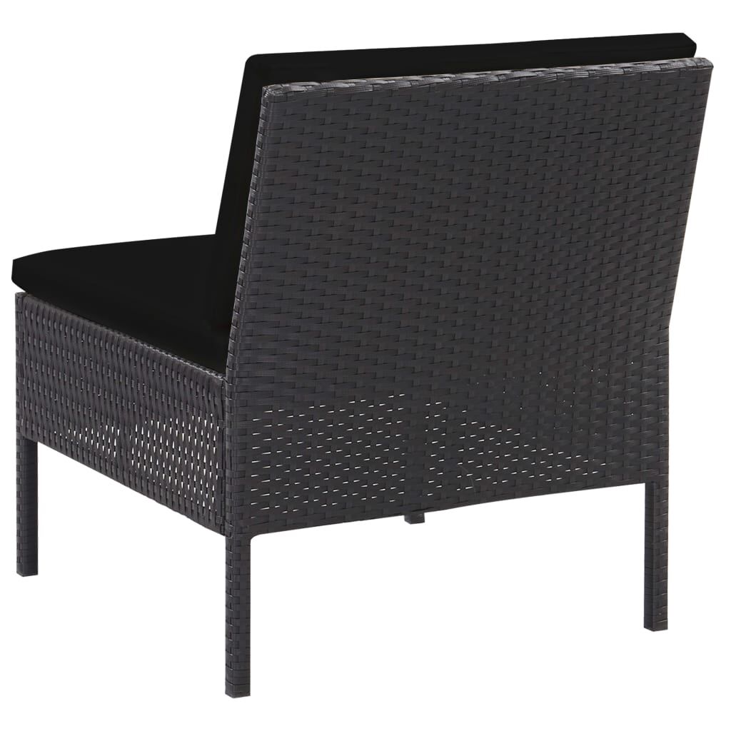 vidaXL 6 Piece Garden Lounge Set with Cushions Poly Rattan Black