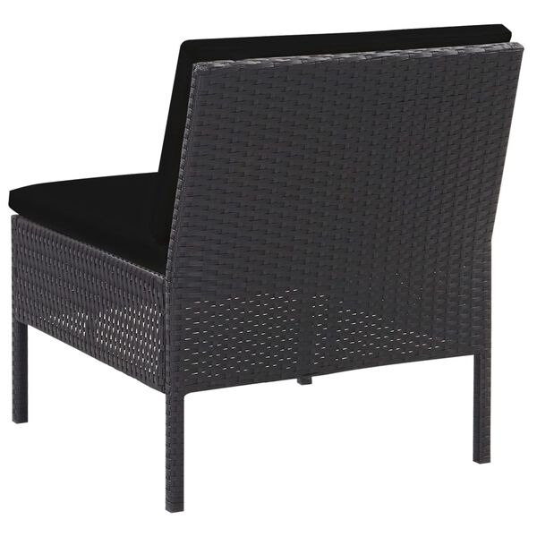 vidaXL 6 Piece Garden Lounge Set with Cushions Poly Rattan Black