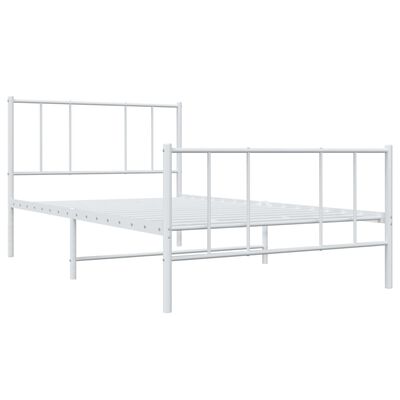 vidaXL Metal Bed Frame without Mattress with Footboard White 100x190 cm