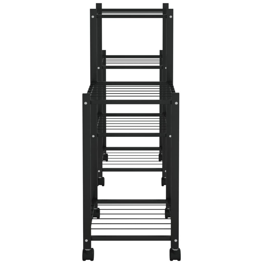 vidaXL Flower Stand with Wheels 83x25x63.5 cm Black Iron