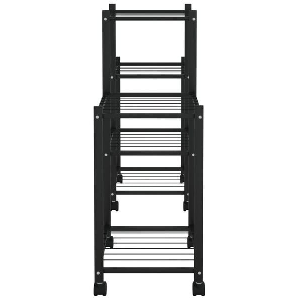 vidaXL Flower Stand with Wheels 83x25x63.5 cm Black Iron