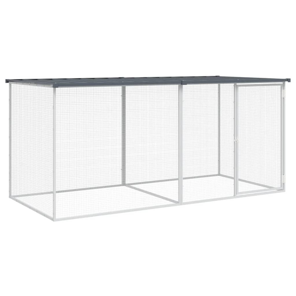 vidaXL Chicken Cage with Roof Anthracite 203x98x90 cm Galvanised Steel