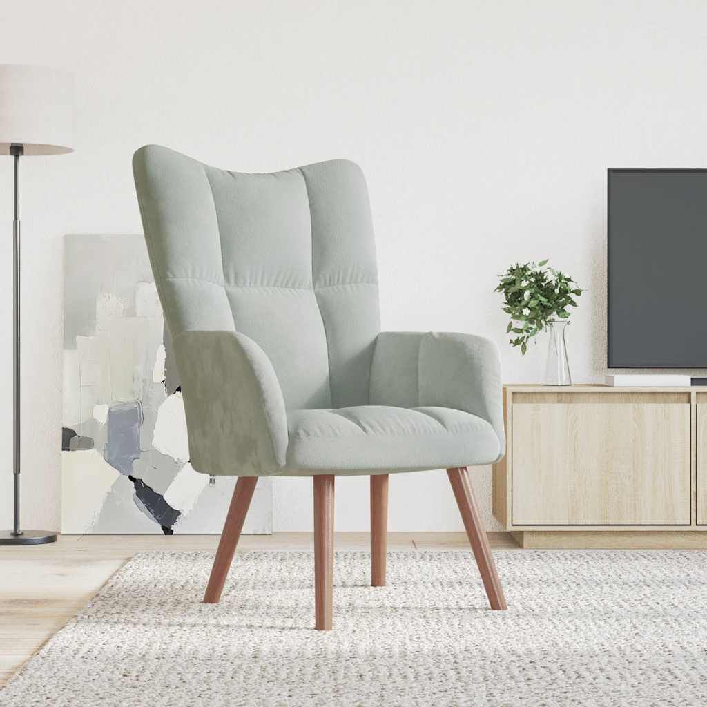 vidaXL Relaxing Chair Light Grey Velvet
