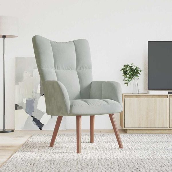 vidaXL Relaxing Chair Light Grey Velvet