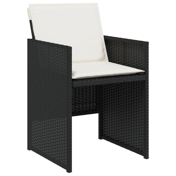 vidaXL 13 Piece Garden Dining Set with Cushions Black Poly Rattan