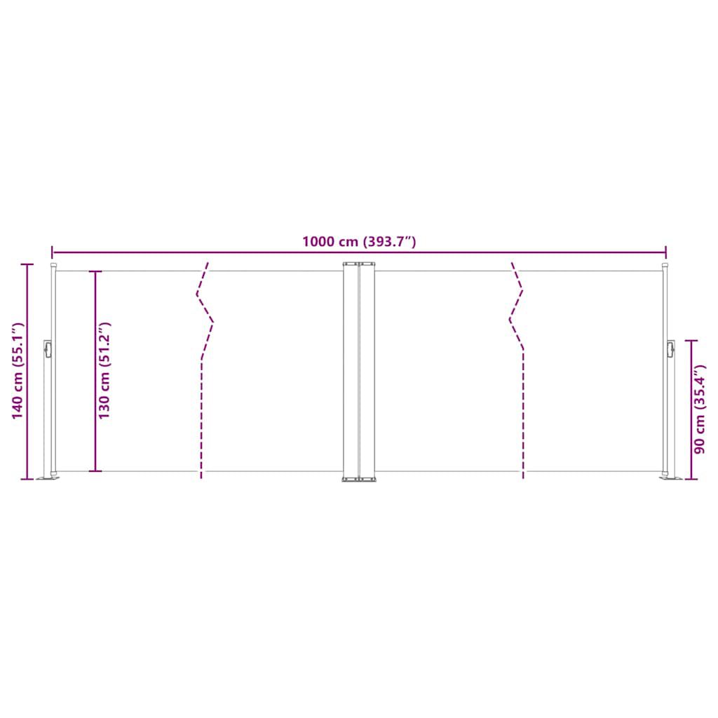 vidaXL Retractable Side Awning Anthracite 140x1000 cm