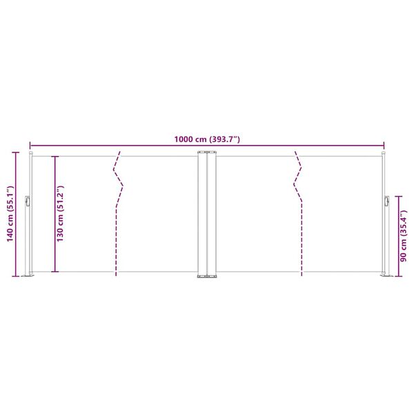 vidaXL Retractable Side Awning Anthracite 140x1000 cm