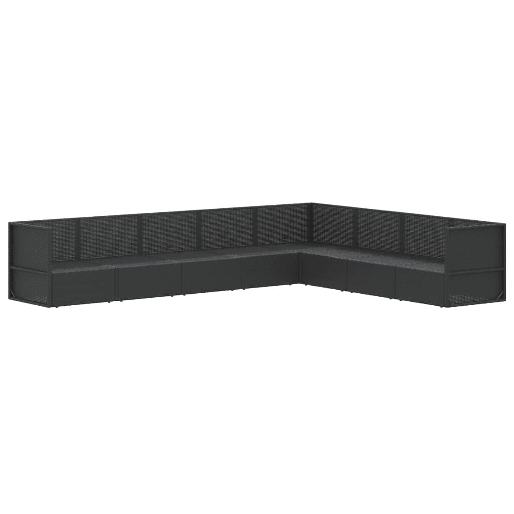 vidaXL 8 Piece Garden Lounge Set with Cushions Black Poly Rattan