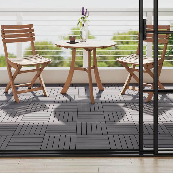 vidaXL Decking Tiles 10 pcs Grey Wash 30x30 cm Solid Acacia Wood