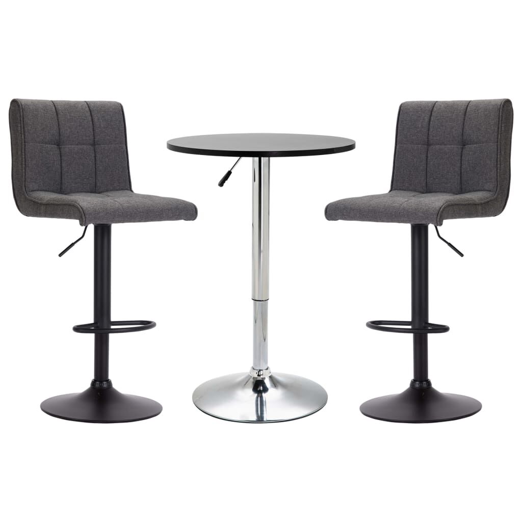 vidaXL 3 Piece Bar Set Black and Dark Grey