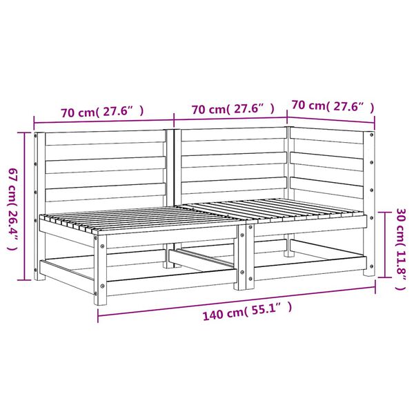 vidaXL Garden Sofa 2-Seater Wax Brown Solid Wood Pine
