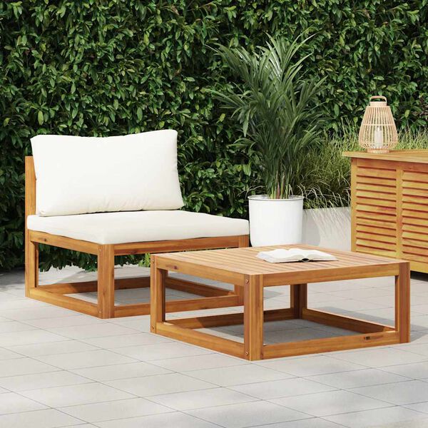 vidaXL 2 Piece Garden Sofa Set with Cushion Solid Acacia Wood