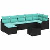vidaXL Garden Sofa Set 8 pcs Black and turquoise Poly rattan