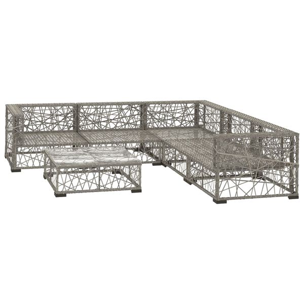 vidaXL 10 Piece Garden Lounge Set with Cushions Poly Rattan Grey