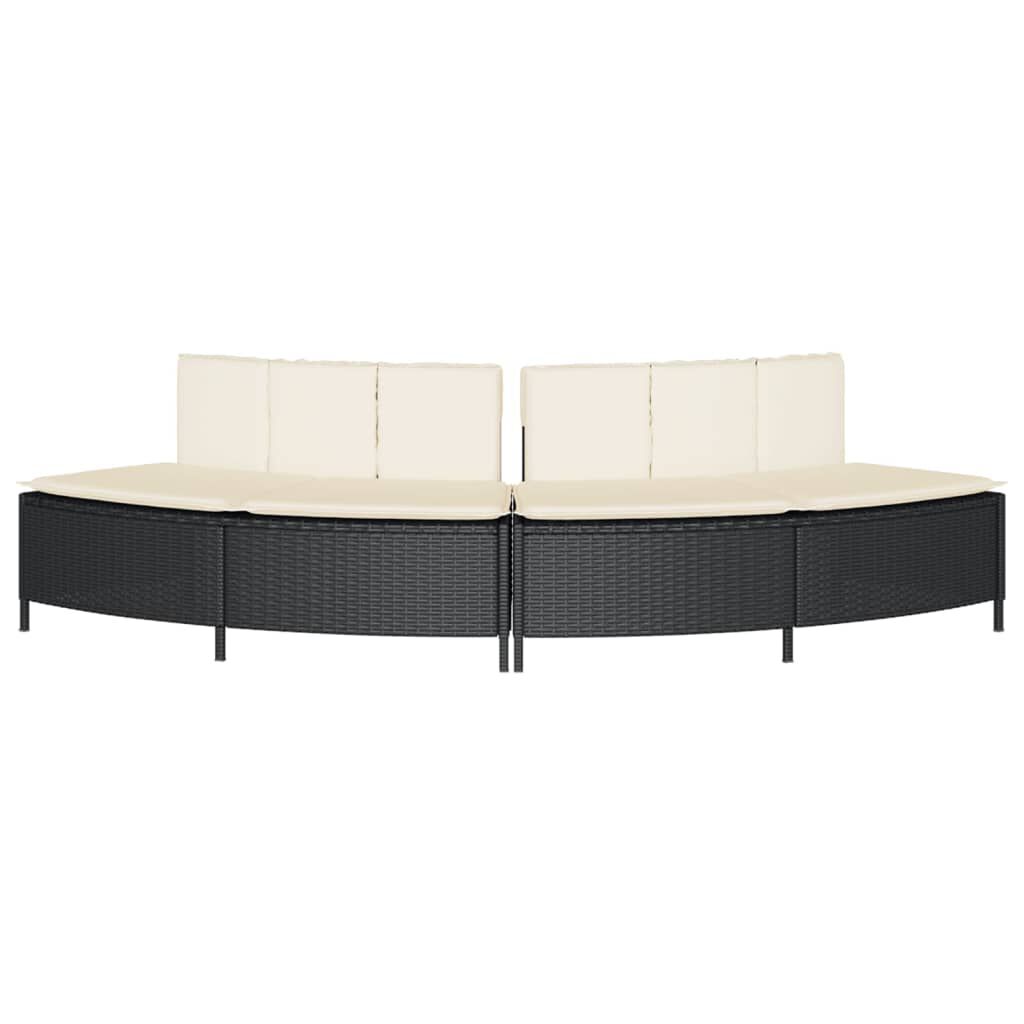 vidaXL Hot Tub Benches with Cushions 2 pcs Black Poly Rattan