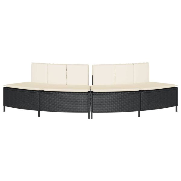 vidaXL Hot Tub Benches with Cushions 2 pcs Black Poly Rattan