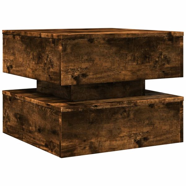 vidaXL Coffee Table with LED Lights Smoked Oak 50x50x40 cm