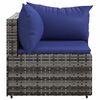 vidaXL Garden Corner Sofas with Cushions 2 pcs Grey Poly Rattan