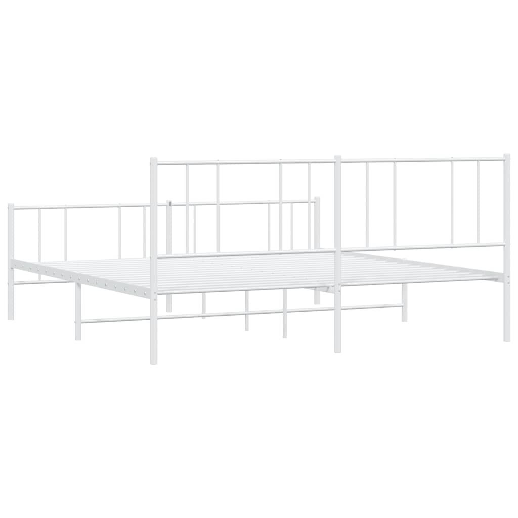 vidaXL Metal Bed Frame without Mattress with Footboard White 183x213cm
