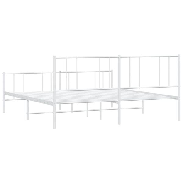 vidaXL Metal Bed Frame without Mattress with Footboard White 183x213cm