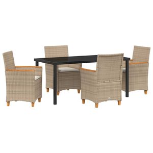 vidaXL Garden Dining Set 5 pcs Beige Poly Rattan