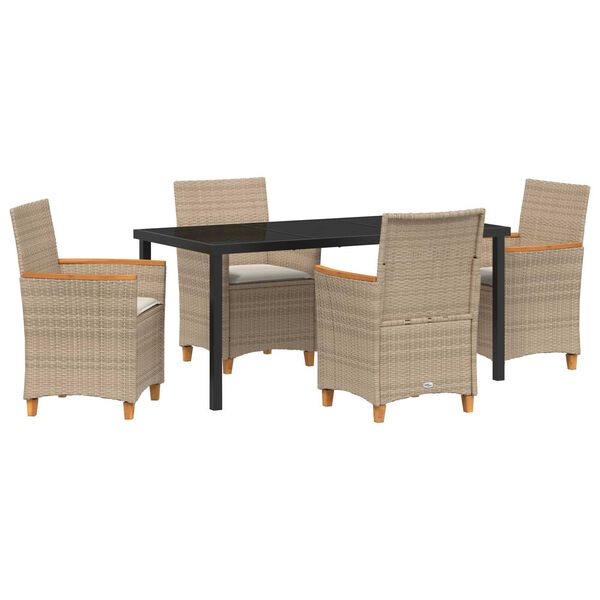 vidaXL Garden Dining Set 5 pcs Beige Poly Rattan