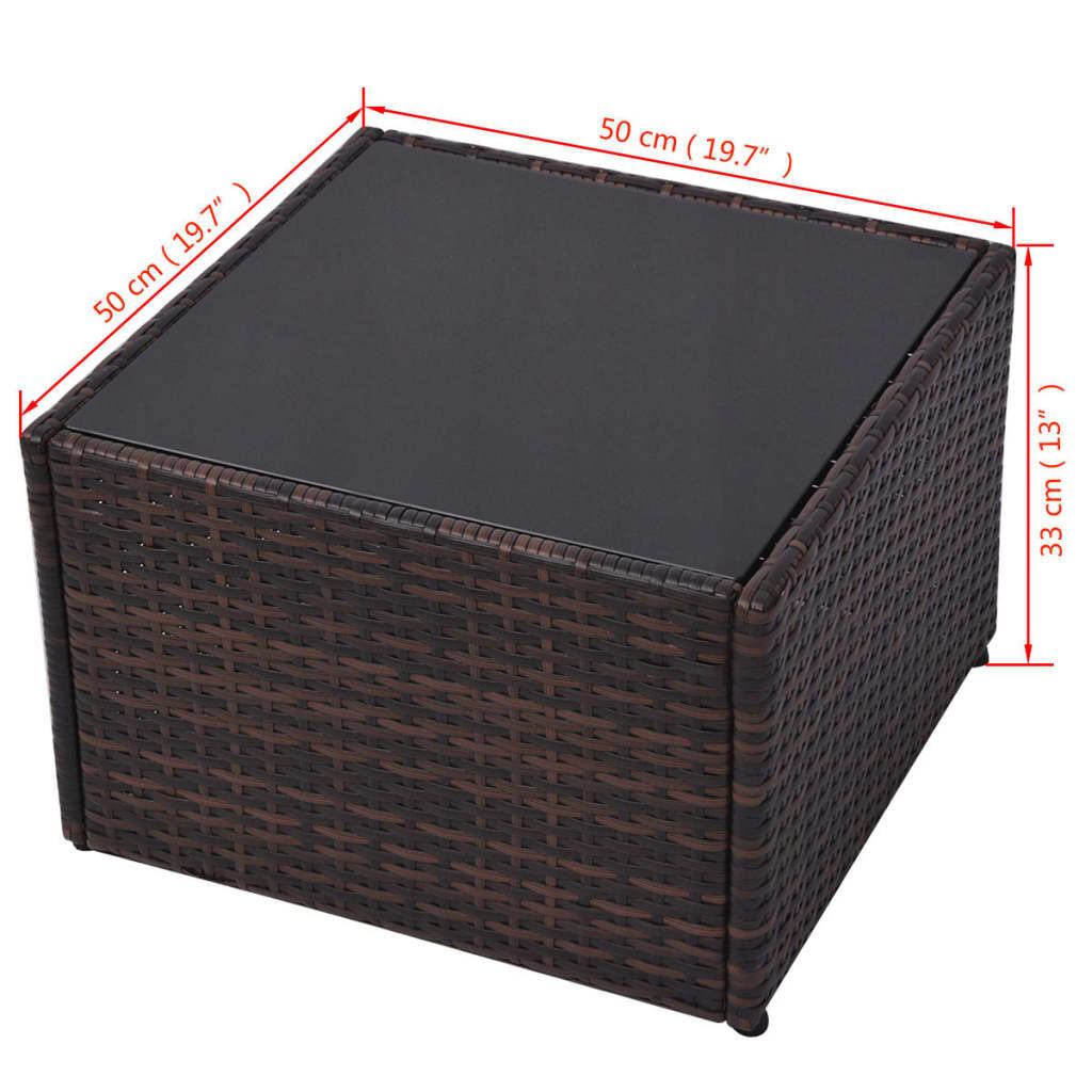 vidaXL 5 Piece Garden Lounge Set with Cushions Poly Rattan Brown