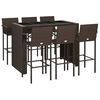 vidaXL 7 Piece Garden Bar Set Brown Poly Rattan
