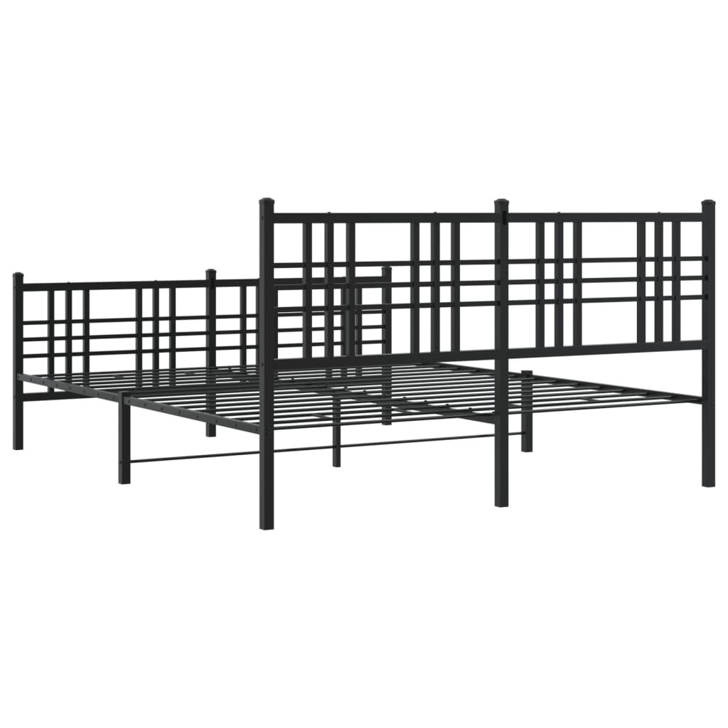 vidaXL Metal Bed Frame without Mattress with Footboard Black 150x200cm