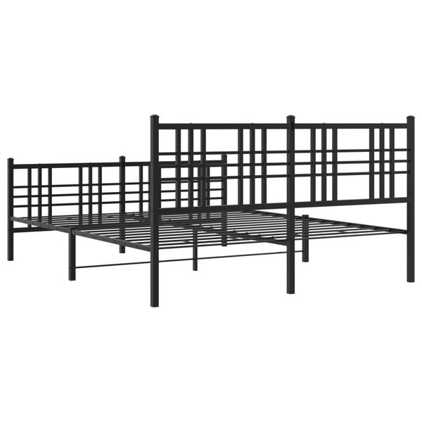vidaXL Metal Bed Frame without Mattress with Footboard Black 150x200cm