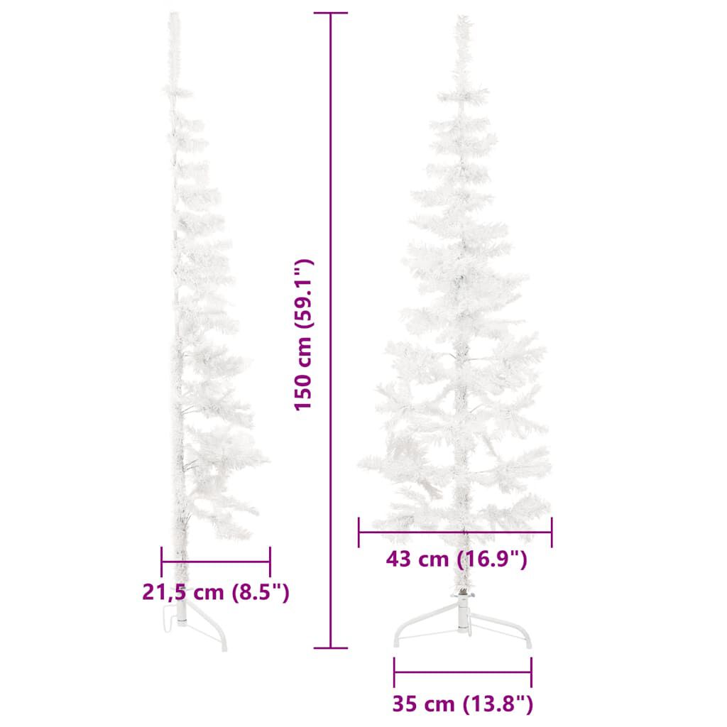 vidaXL Slim Artificial Half Christmas Tree with Stand White 150 cm