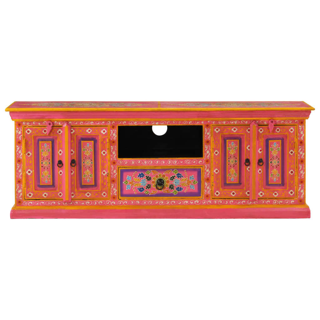 vidaXL TV Cabinet Pink 110x30x40 cm Solid Wood Mango