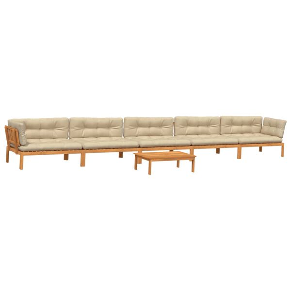 vidaXL 6 Piece Garden Pallet Sofa Set with Cushions Solid Wood Acacia