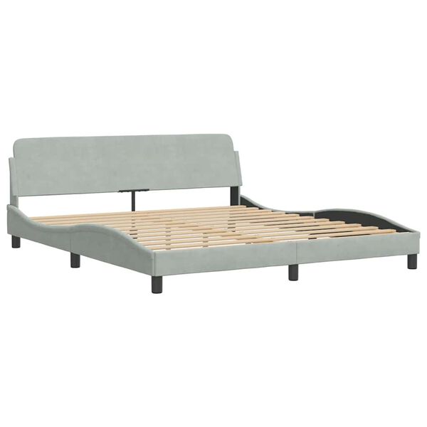 vidaXL Bed Frame "Dover" Light Grey 183x213 cm Velvet