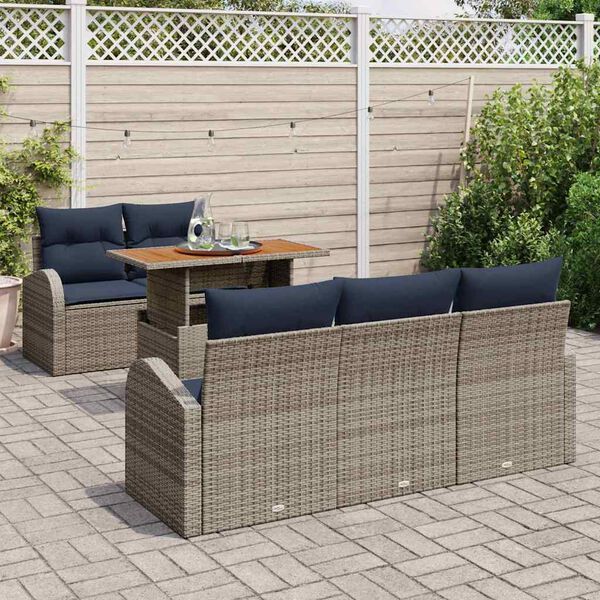 vidaXL Garden Sofa Set with Cushion Manual 6 pcs Grey and navy blue