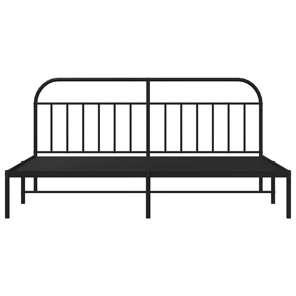 vidaXL Metal Bed Frame without Mattress with Headboard Black 193x203cm