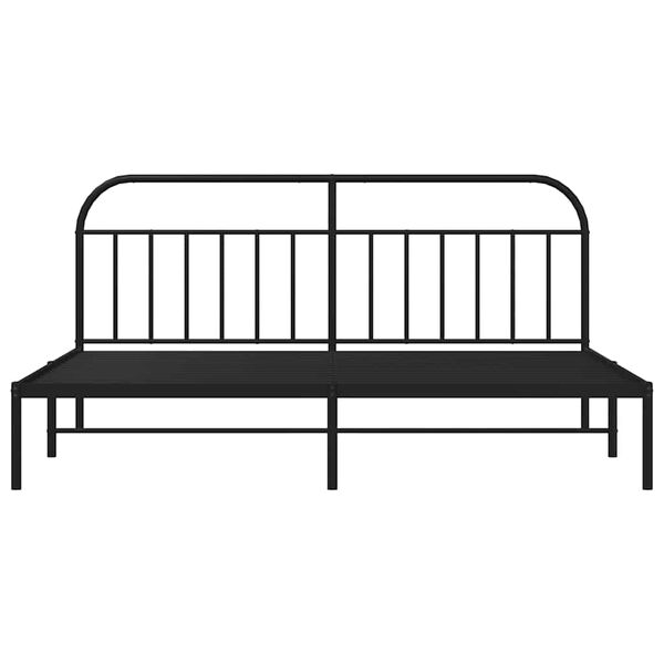 vidaXL Metal Bed Frame without Mattress with Headboard Black 193x203cm