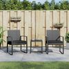 vidaXL 3 piece Garden Dining Set with Cushions Dark Grey PP Rattan