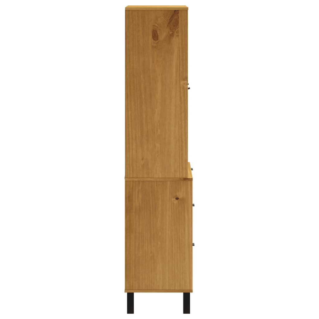 vidaXL Highboard with Glass Doors FLAM 80x40x180 cm Solid Wood Pine