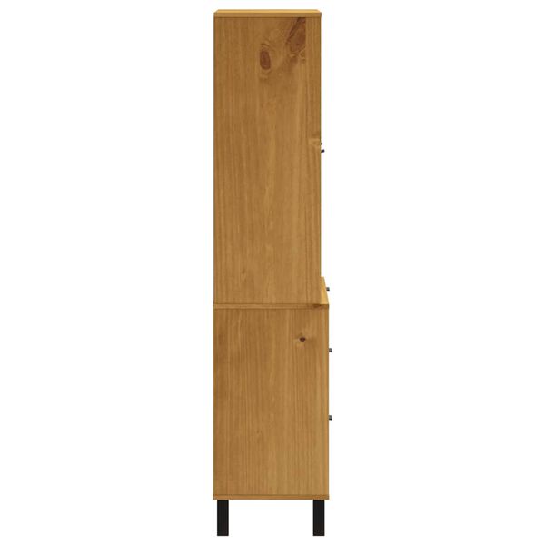 vidaXL Highboard with Glass Doors FLAM 80x40x180 cm Solid Wood Pine