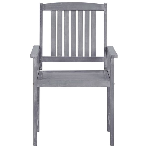 vidaXL 5 Piece Outdoor Dining Set Grey Solid Acacia Wood