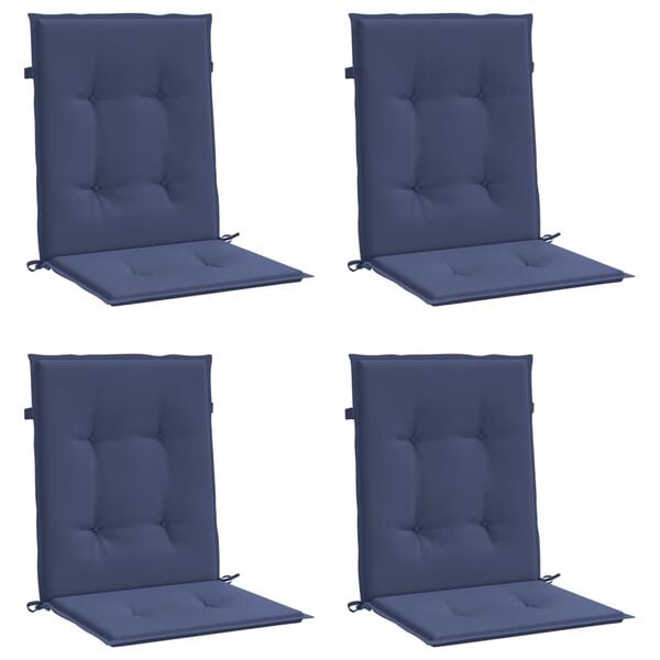 vidaXL Lowback Chair Cushions 4 pcs Navy Blue Fabric