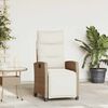 vidaXL Reclining Garden Chair with Side Table Beige Poly Rattan