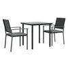 vidaXL 3 Piece Garden Dining Set with Cushions Poly Rattan and Steel