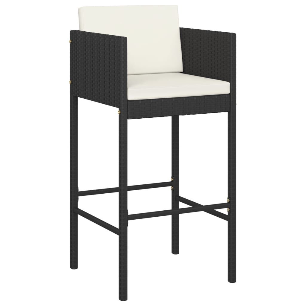vidaXL 5 Piece Garden Bar Set with Cushions Black Poly Rattan