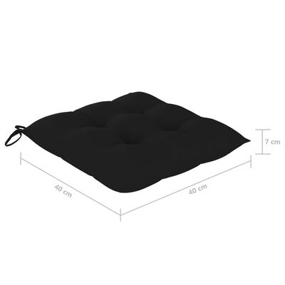 vidaXL Garden Chairs 2 pcs with Black Cushions Solid Teak Wood