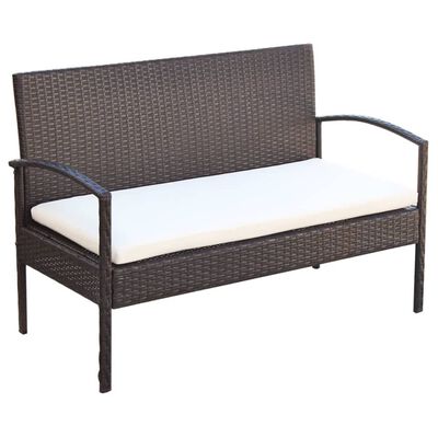 vidaXL 4 Piece Garden Lounge Set with Cushions Poly Rattan Brown